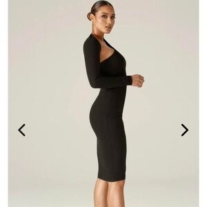 Alieva sexy midi dress‎ DASHA dramatic xl Black bodycon dress vegas cocktails LG